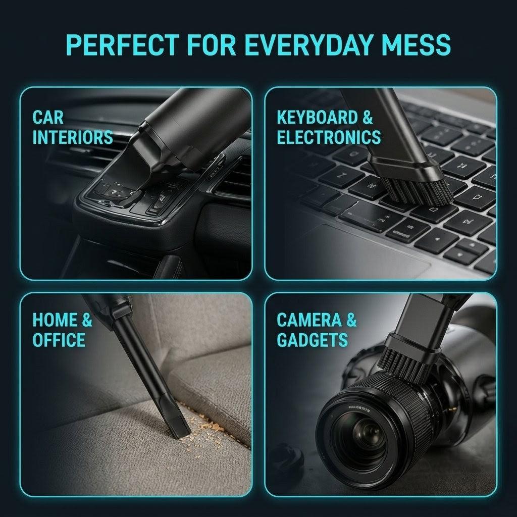 DEMARY Portable Cordless Vacuum Cleaner – High Suction Mini Handheld Cleaner with Washable Filter & USB Rechargeable