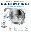 Stainless Steel Swan Sink Strainer Basket (Pack of 1) – Heavy Duty Kitchen Drain Filter