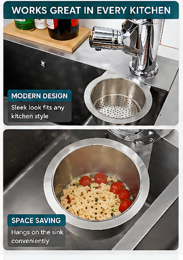 Stainless Steel Swan Sink Strainer Basket (Pack of 1) – Heavy Duty Kitchen Drain Filter